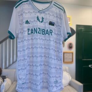 Adidas Zanzibar White & Teal Football Jersey